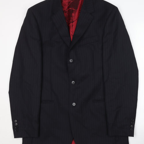 Next Men's Blue Wool Pinstripe Suit Jacket 40L