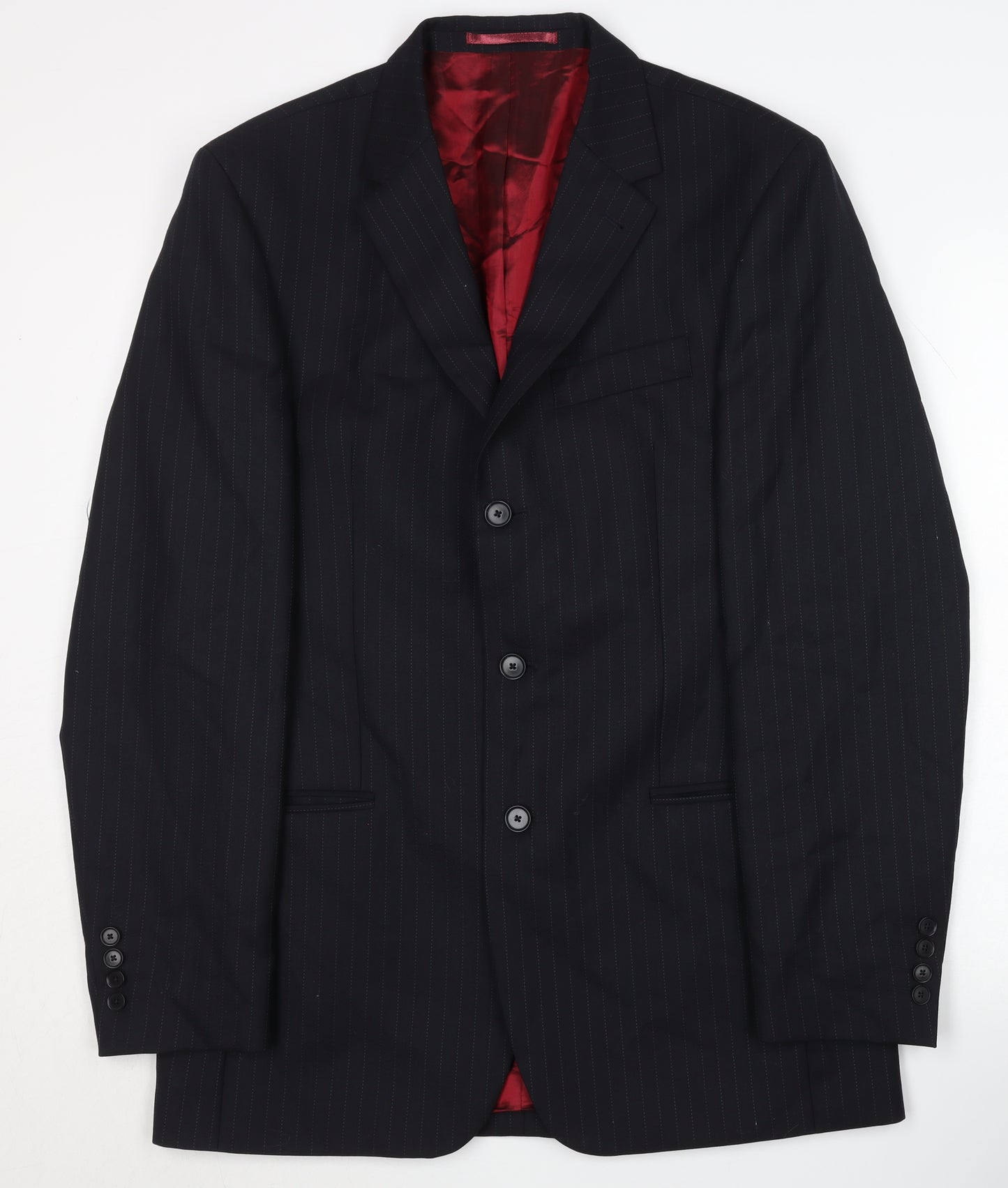 Next Men's Blue Wool Pinstripe Suit Jacket 40L