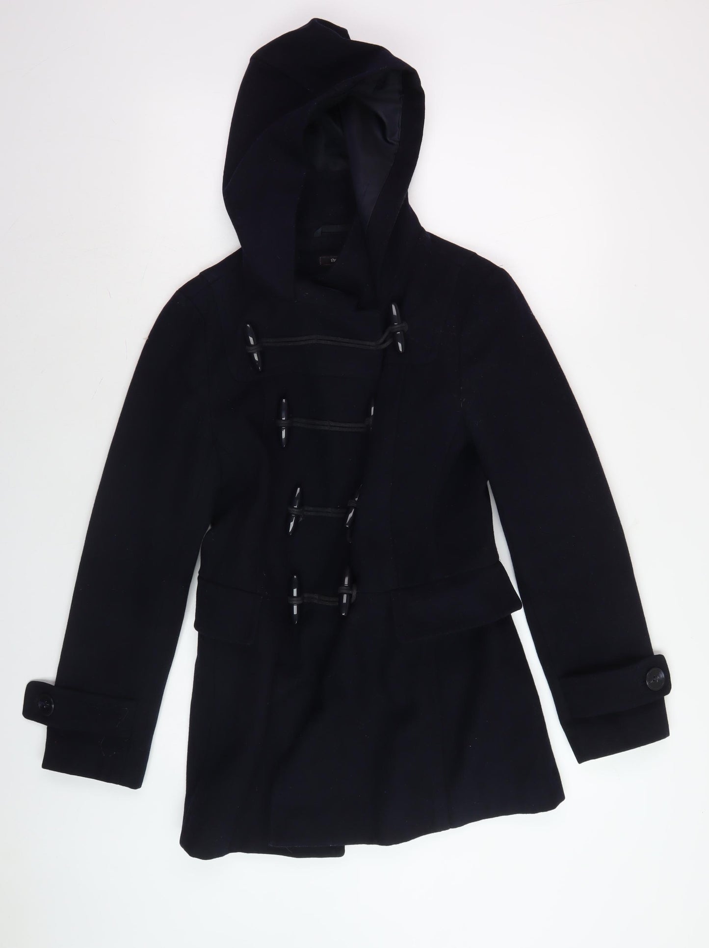 Therapy Women's Black Mid-Length Hooded Coat, Size 8