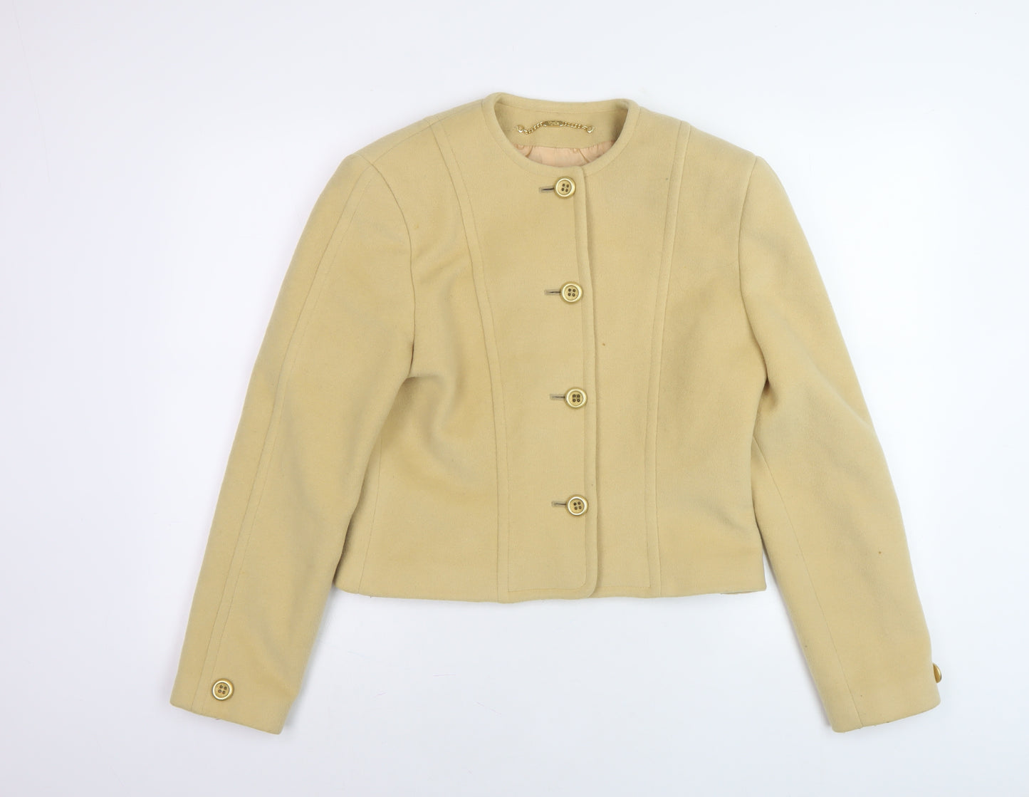 Viyella Women's Beige Wool Jacket, Size 10, Button Up