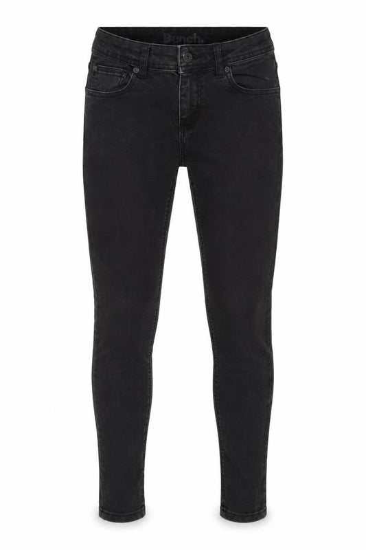 Front view of Bench women’s black skinny jeans, size UK 20, slim fit