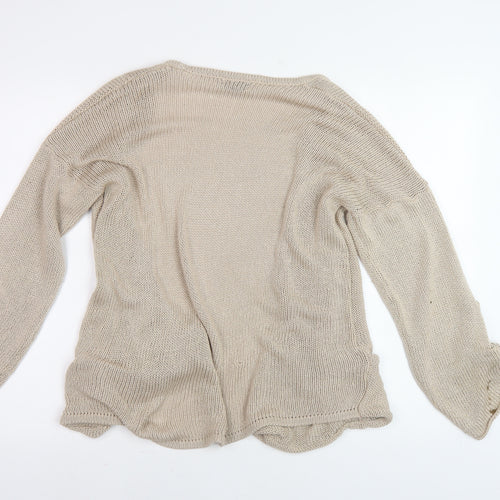 Topshop Women Beige Long Sleeve Open Front Cardigan Size 8