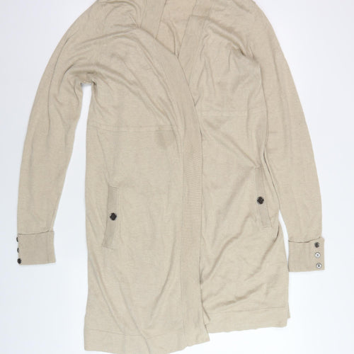 Wallis Beige Unisex Cardigan - M, V-Neck, Button, Autumn