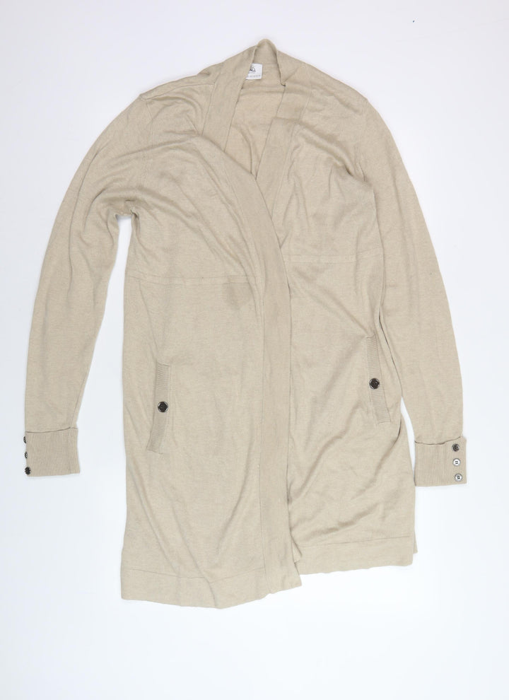 Wallis Beige Unisex Cardigan - M, V-Neck, Button, Autumn