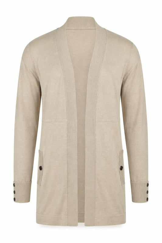 Front view of Wallis Beige unisex cardigan - m, v-neck, button, autumn