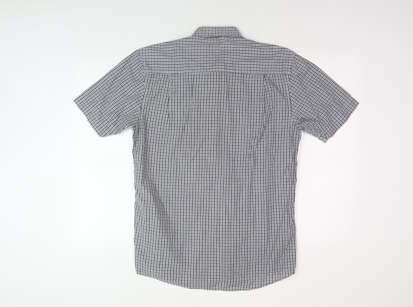 Pierre Cardin Men's M Black Check Short Sleeve Shirt