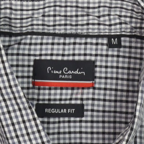 Pierre Cardin Men's M Black Check Short Sleeve Shirt