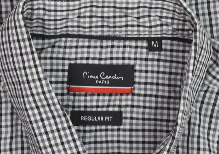 Pierre Cardin Men's M Black Check Short Sleeve Shirt