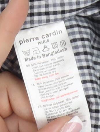 Pierre Cardin Men's M Black Check Short Sleeve Shirt