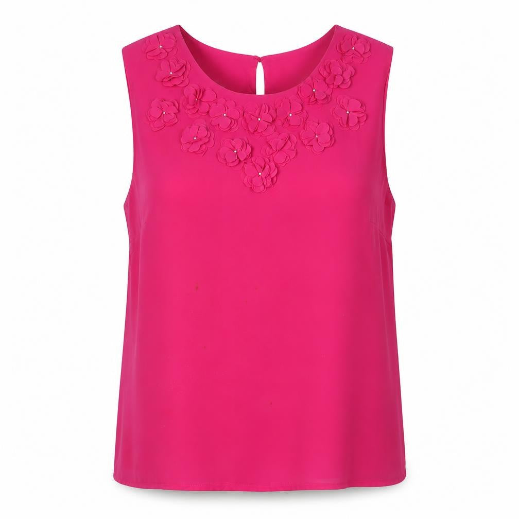 Front view of Emma Blake Women's Pink Sleeveless Blouse, size 14