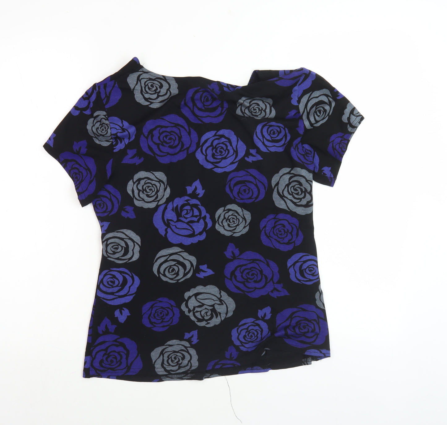 J. Taylor Women's Black Blue Floral Blouse Size 16