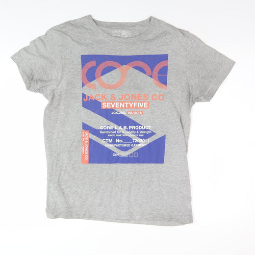 Jack & Jones Men's Grey Graphic Print T-Shirt - L