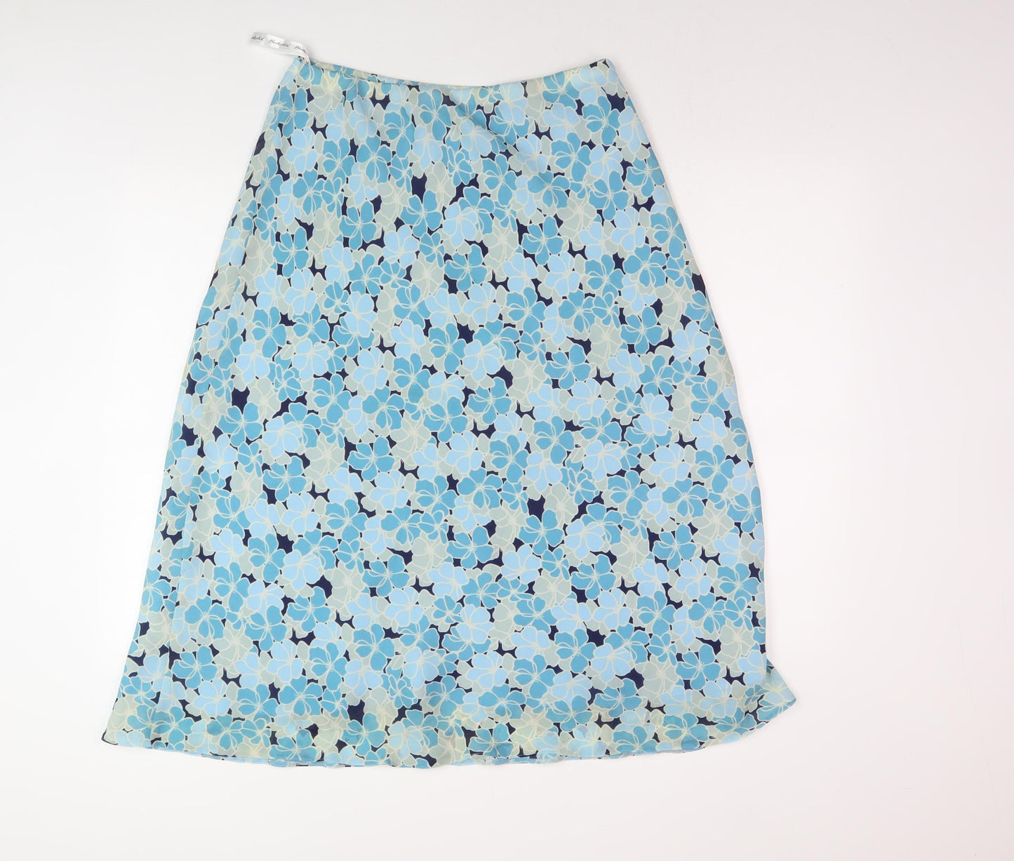 Berkertex Women's Blue Floral Midi A-Line Skirt, Size 12