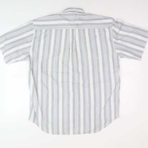 Jean Pierre Men's Grey Striped Short Sleeve Shirt M