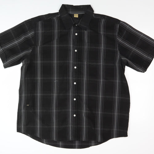Oak Valley Men's Black Check Short Sleeve Button-Up Shirt