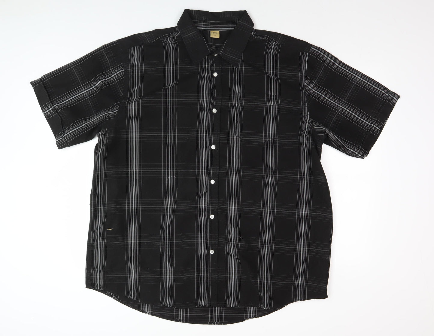 Oak Valley Men's Black Check Short Sleeve Button-Up Shirt
