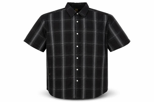 Front view of Oak Valley Men's Black Check Short Sleeve Button-Up Shirt