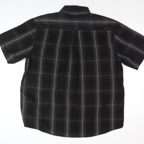 Oak Valley Men's Black Check Short Sleeve Button-Up Shirt