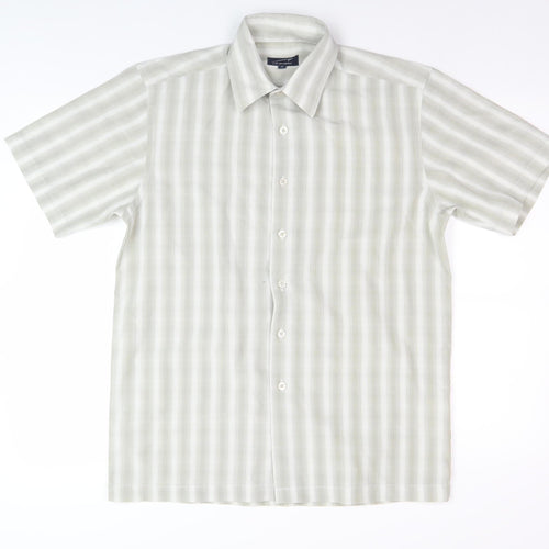 Le Shark Men's Grey Striped Shirt Short Sleeve Size S