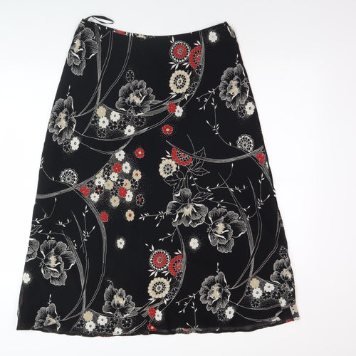 Berkertex Women's Black Floral Viscose Skirt Size 14