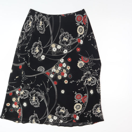 Berkertex Women's Black Floral Viscose Skirt Size 14