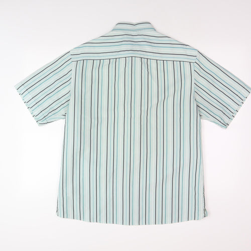 Marks and Spencer Men's Blue Striped Shirt - Medium