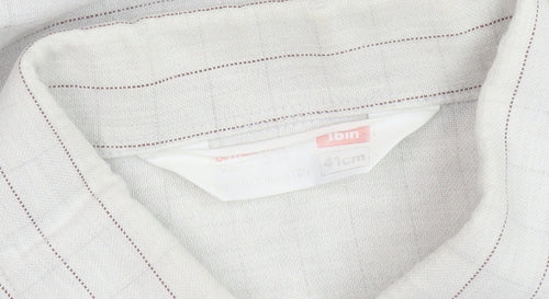 Men's White Striped Cotton Button-Up Shirt 16
