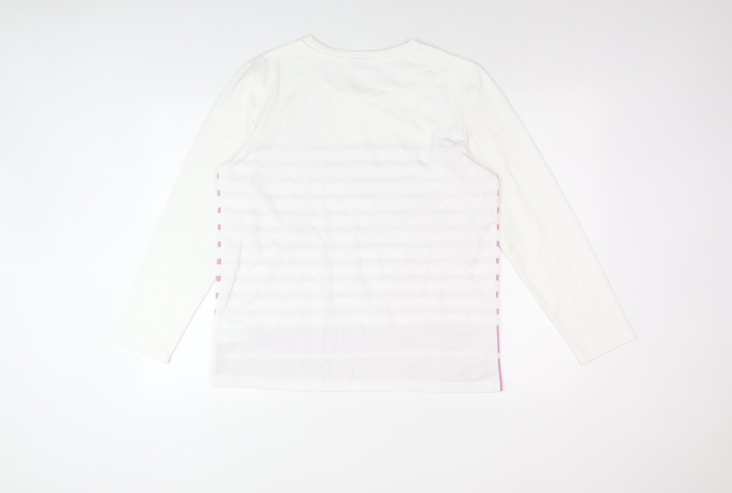 Damart Women's White Striped Cotton Long Sleeve Top