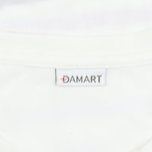 Damart Women's White Striped Cotton Long Sleeve Top