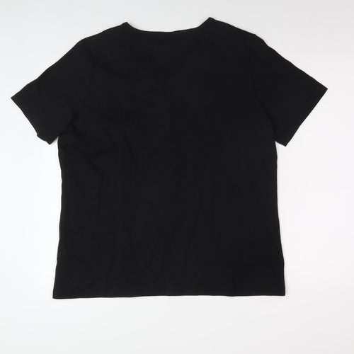 Damart Women's Black Embroidered T-Shirt L
