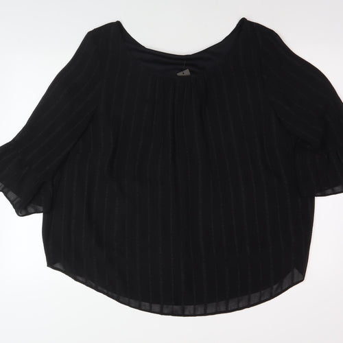 M&Co Women's Black Plus Size Scoop Neck Blouse