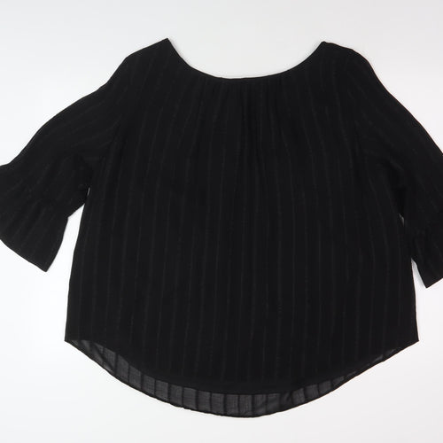 M&Co Women's Black Plus Size Scoop Neck Blouse