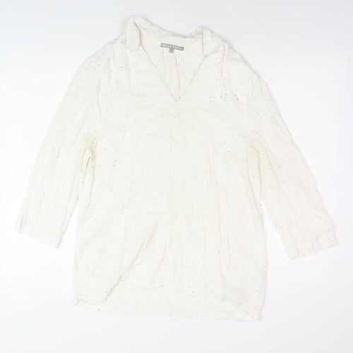 Oliver Bonas Women's White Blouse Size 14 V-Neck