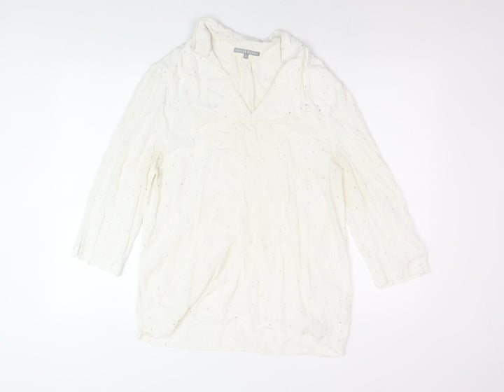 Oliver Bonas Women's White Blouse Size 14 V-Neck
