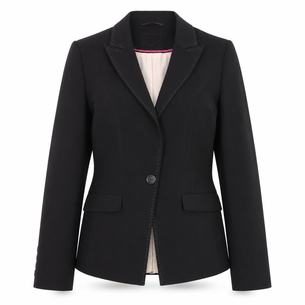 Front view of Next Women's Black Blazer, size 12, Regular Fit