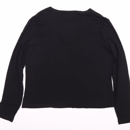 CARLA FERRONI Women's Black Beaded V-Neck T-Shirt L