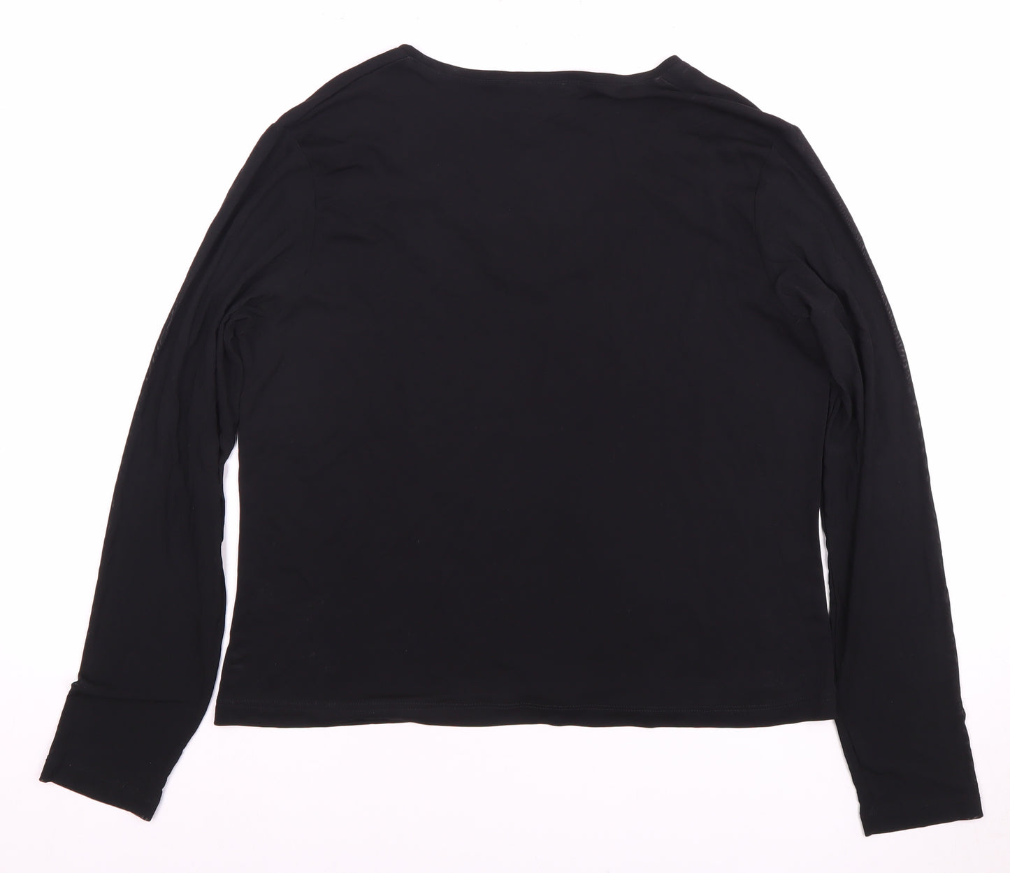 CARLA FERRONI Women's Black Beaded V-Neck T-Shirt L