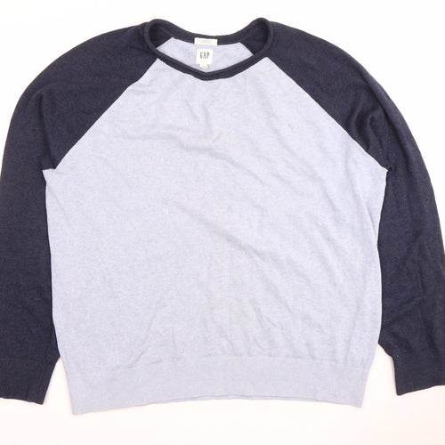 GAP Men’s XL Blue Pullover Jumper - Linen Blend