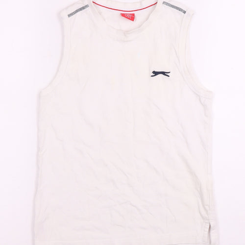 Slazenger Boys White Tank Top, Size 7-8, Casual Sleeveless