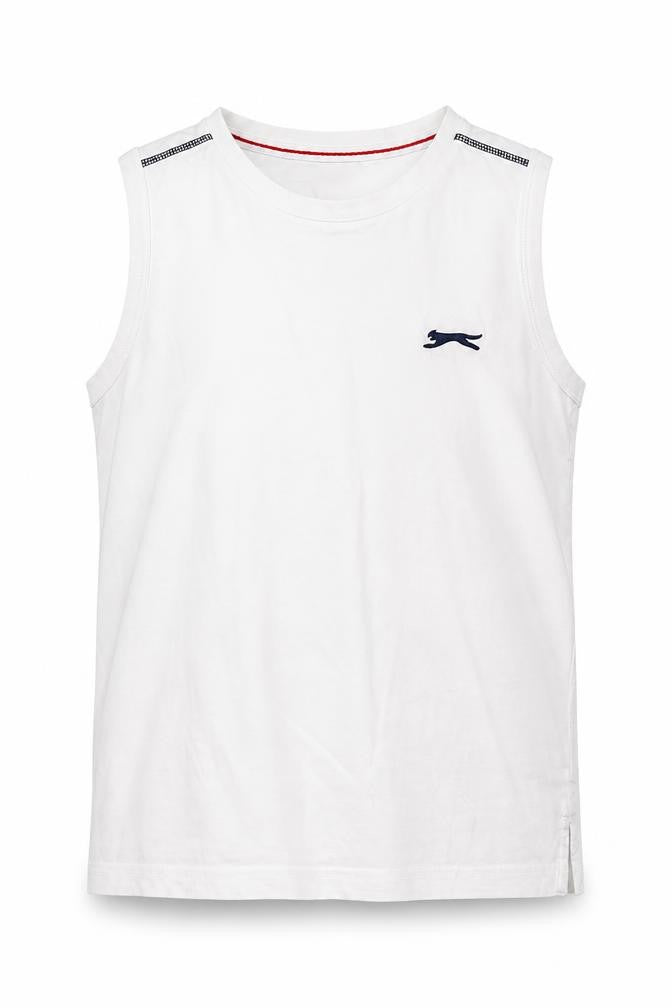 Slazenger Boys White Tank Top, Size 7-8, Casual Sleeveless