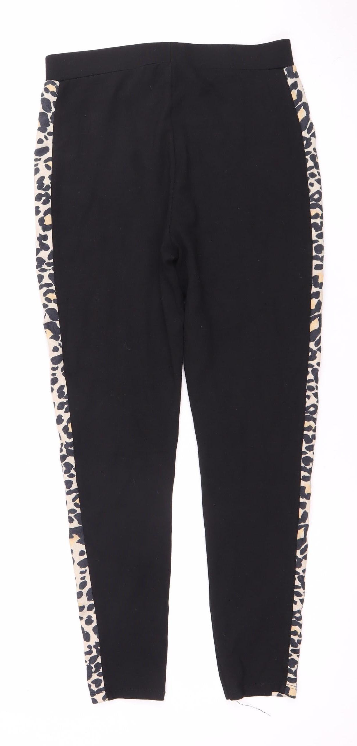 Very Women's Black Animal Print Leggings Size 12
