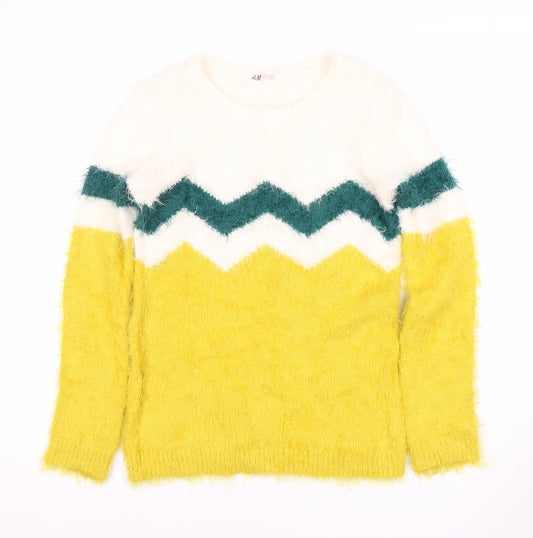 H&M Girls Multicoloured Chevron Pullover Jumper 12-13 Years