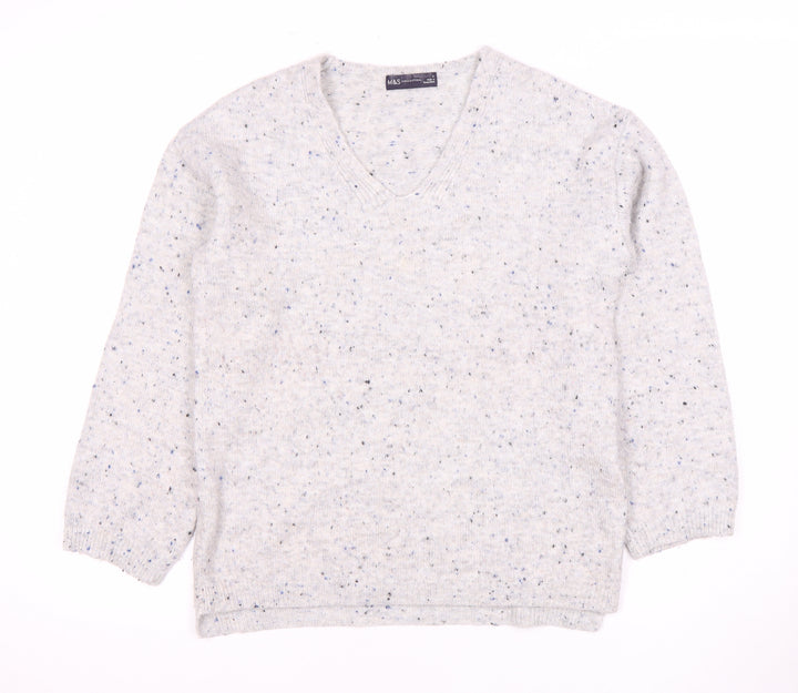 Marks and Spencer Womens Ivory V-Neck Pullover Jumper S