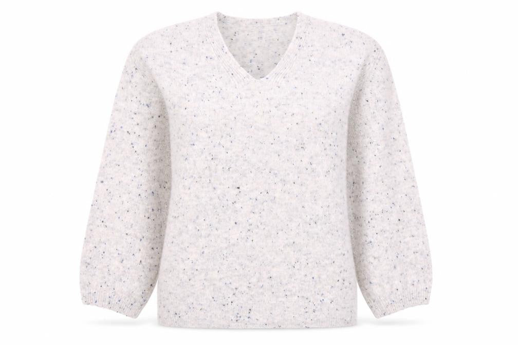 Front view of Marks & Spencer women’s ivory v-neck jumper s