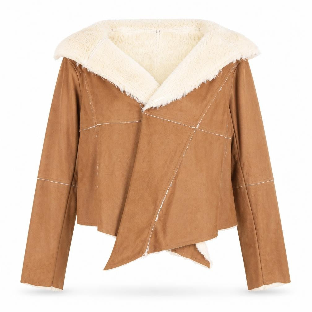 Front view of Me Jane Women's Brown Cropped Jacket M