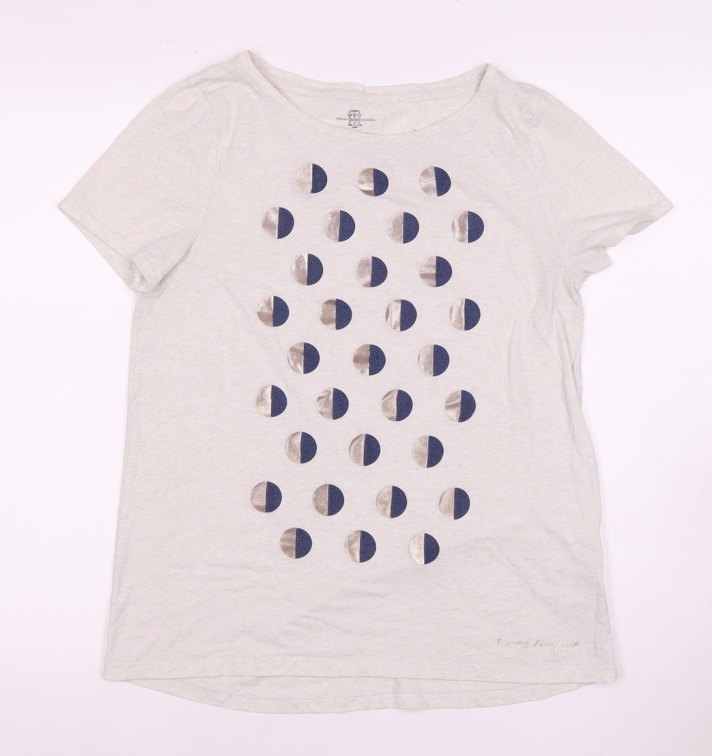 Tommy Hilfiger Women's Grey Polka Dot T-Shirt M