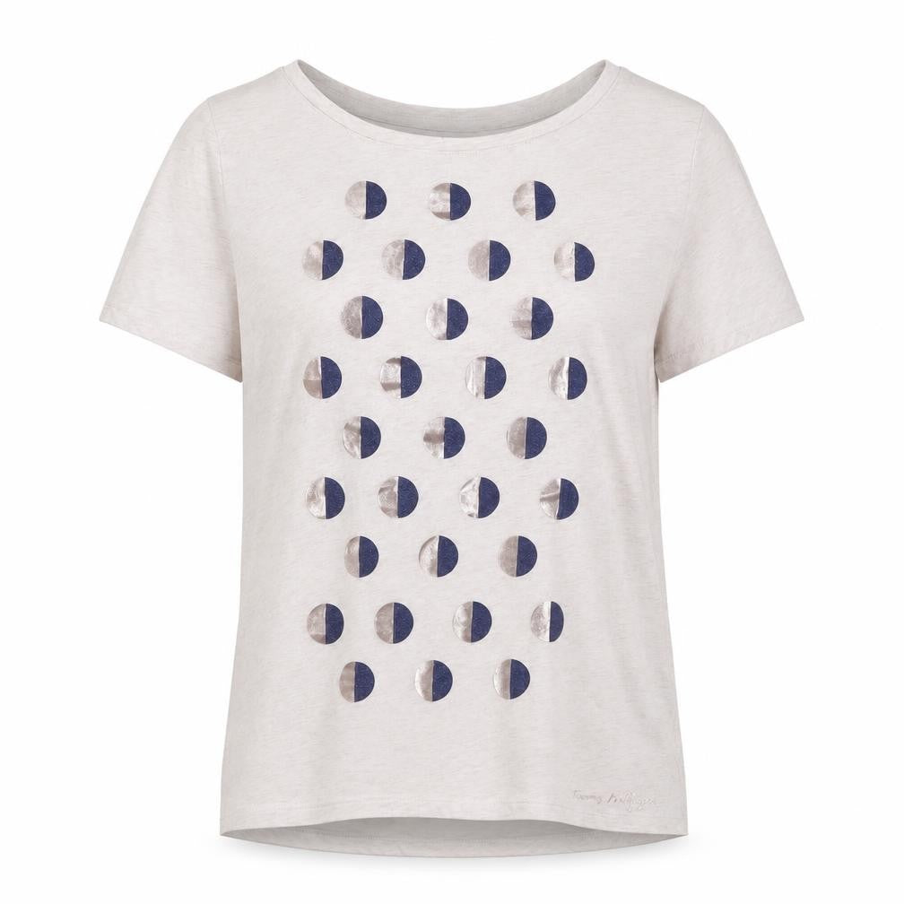 Front view of Tommy Hilfiger Women's Grey Polka Dot T-Shirt M