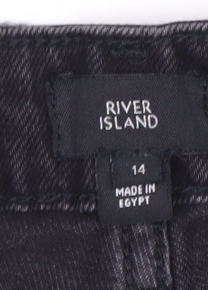 River Island Women's Black Cut-Off Shorts Size 14