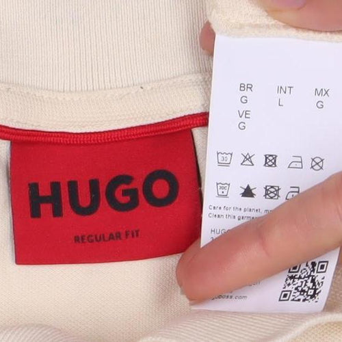 HUGO Men’s Beige Polo Shirt - Regular Fit, Short Sleeve
