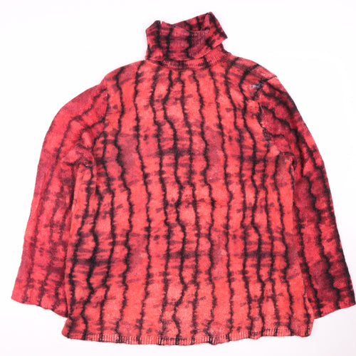 Zara Women's Red Wool Roll Neck Pullover Jumper Size 14